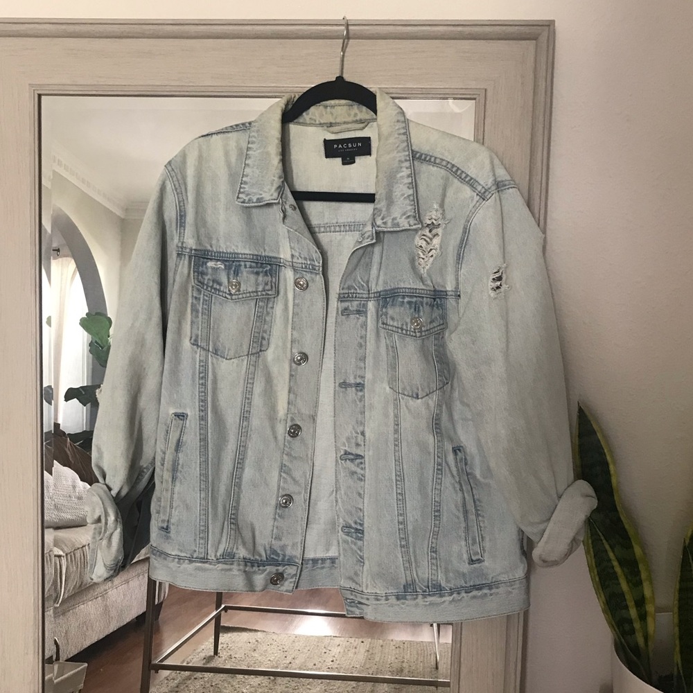 Pacsun light denim distressed denim jacket